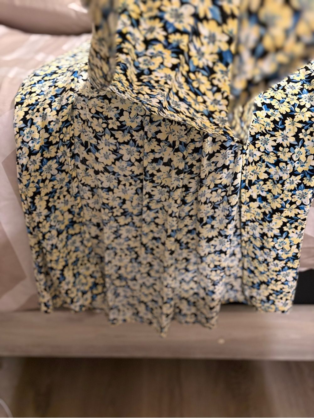 Women's Floral Maxi Skirt in Yellow and Blue